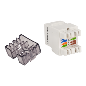 Keystone module, RJ45, category 5E, UTP, 180 degrees, with built-in shutter